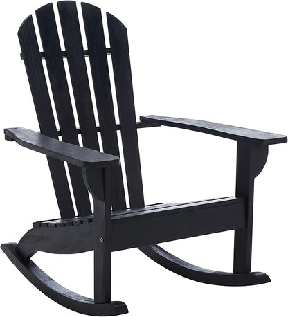 SAFAVIEH Outdoor Collection Brizio Black Slatted Adirondack Rocking Chair