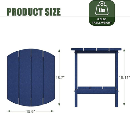 TORVA Patio Adirondack Side Table, Outdoor End Tables All-Weather Resistant HDPE Humidity-Proof Long Time Use for Deck, Lawn,Garden, Porch, Backyard End Table（Navy Blue）(2 Tier)