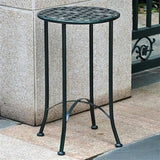 Pemberly Row Iron Patio Side Table, 25 in H x 15 in W x 15 in D, Powder Coated Metal, Verdi Gris Finish, Water-Resistant