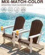 Folding Adirondack Chair –Recyclable HDPE Outdoor Adirondack Patio Chair with Cup Holder, Wood Texture & Umbrella Hole - Photo 4