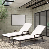 Tangkula Set of 2 Patio Rattan Chaise Lounge Chair, Outdoor Reclining Chaise with Cushion and Armrest - Photo 9