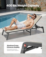 VEVOR Outdoor Chaise Lounge Chair, 400 lbs Weight Capacity, Foldable Sun Tanning Chair, 5 Adjustable Positions - Photo 4