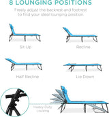 Best Choice Products Patio Chaise Lounge Chair, Portable Outdoor Folding Recliner for Lawn, w/ 8 Positions, Handles - Photo 4