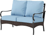 PHI VILLA Wicker & Metal Outdoor 2-Seat Patio Couch, Patio Sofa Loveseat with Deep Seating for Front Porch, Deck - Photo 8
