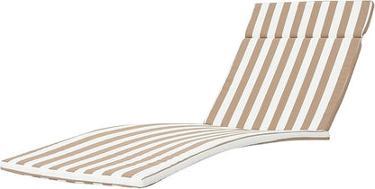Christopher Knight Home Salem Outdoor Water Resistant Chaise Lounge Cushions, 2-Pcs Set, Brown / White Stripe