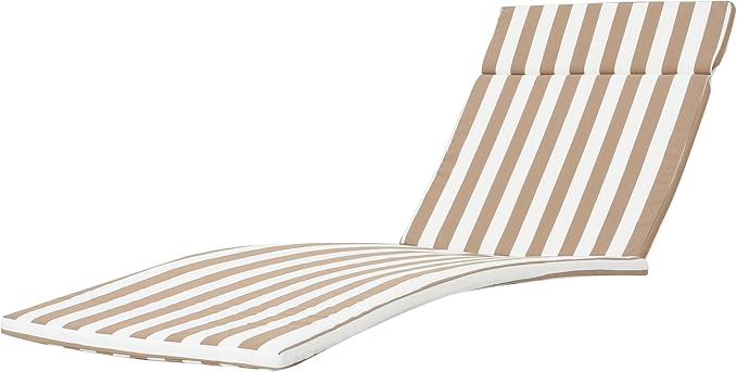 Christopher Knight Home Salem Outdoor Water Resistant Chaise Lounge Cushion, Brown And White Stripes - Photo 4