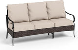 PHI VILLA Wicker & Metal Outdoor Patio Couch, 3-Seat Patio Sofa with Deep Seating for Front Porch, Deck, Balcony - Photo 4