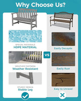 Outdoor Bench, 2-Person HDPE Garden Bench, All Weather Poly Patio Bench for Outdoors, Garden, Backyard, Porch and Park - Photo 4
