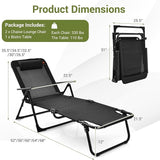 Tangkula 3-Piece Folding Outdoor Chaise Lounge Chair Set, 2 Recliner Chairs & 1 Patio Bistro Table w/Adjustable Backrest - Photo 3