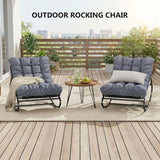 Outdoor Papasan Rocking Chair, Oversized Metal Frame Egg Rocker with Thick Waterproof Cushion, 450 lbs - Photo 3