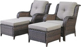 Rilyson Wicker Patio Furniture Set - 4 Piece Rattan Outdoor Sectional Conversation Sets with 2 Chairs and 2 Ottomans - Photo 1