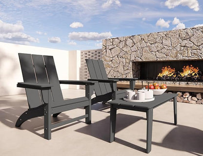 Wood Texture Outdoor Coffee Table, 35" x 18.2" Poly Lumber Patio Coffee Table, All Weather Adirondack Outdoor Table for Balcony, Garden, Indoor or Outdoor, Slate Gray Slate Gray