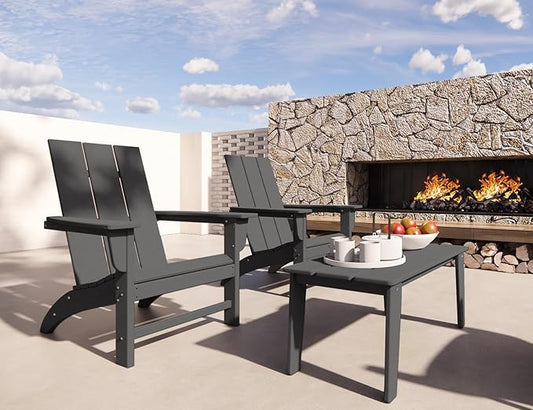 Wood Texture Outdoor Coffee Table, 35" x 18.2" Poly Lumber Patio Coffee Table, All Weather Adirondack Outdoor Table for Balcony, Garden, Indoor or Outdoor, Slate Gray Slate Gray