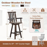 HOMEDIARY Solid Wood Swivel Adirondack Bar Chairs Set of 2 - Photo 2