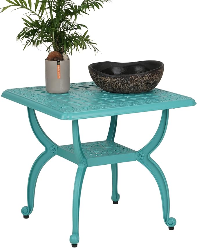 JARDIN DE CENTENNIAL Cast Aluminum Outdoor Side Table, Anti-Rust Outdoor End Table, Patio Coffee Bistro Table for Indoor - Photo 6