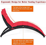 COSTWAY Folding Rattan Lounge Chair Outdoor, Patio Wicker Chaise Lounge with Soft Cushion - Photo 7