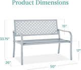 Best Choice Products Outdoor Bench 2-Person Metal Steel Benches Furniture for Garden, Patio, Porch - Photo 2
