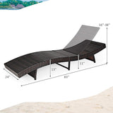 Tangkula Outdoor Folding Chaise Lounger, Rattan Patio Lounge Chair with Removable Thick Cushion, 5 Adjustable Levels - Photo 3