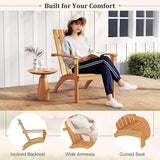 Tangkula Outdoor Adirondack Chair, Solid Acacia Wood Fire Pit Chair with Inclined Backrest, Curved Seat & Wide Armrests - Photo 7