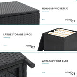 Verano Garden Outdoor Wicker Side Table Set of 2, Small Storage Rattan Wicker End Table - Photo 3