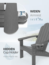 LUE BONA Matte HDPE Adirondack Chairs Set of 4 - Weather Resistant Seating with Cup Holder for Patio, Fire Pit - Photo 3