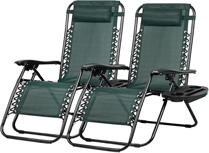 Nazhura Set of 2 Relaxing Recliners Patio Chairs Adjustable Steel Mesh Zero Gravity Lounge Chair Beach Chairs with - Photo 1