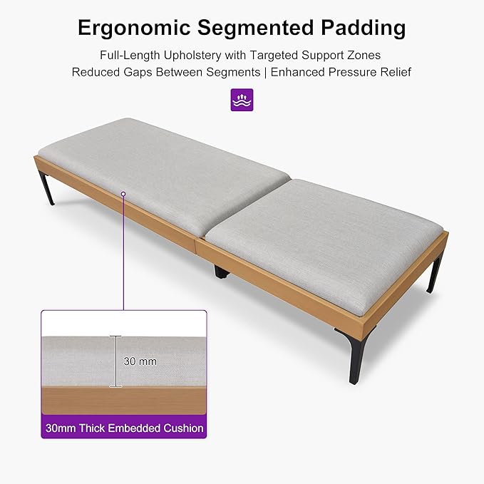 PURPLE LEAF 1 Piece Outdoor Chaise Lounge Aluminum Adjustable Patio Lounger Chair with Cushion Reclining Beach Daybed for Poolside Balcony Deck Backyard, Teak