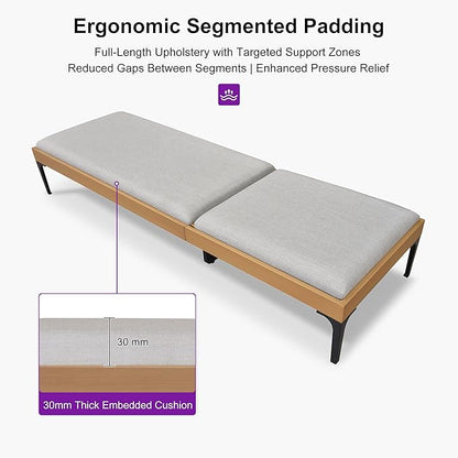 PURPLE LEAF 1 Piece Outdoor Chaise Lounge Aluminum Adjustable Patio Lounger Chair with Cushion Reclining Beach Daybed for Poolside Balcony Deck Backyard, Teak