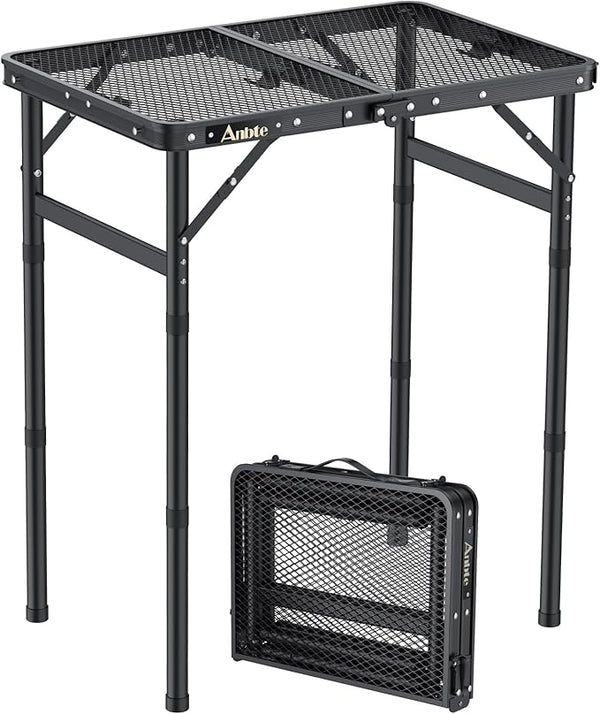 Anbte Folding Grill Table, Aluminum Camping Table Adjustable Height Max 27.5" Picnic Table Outdoor Table, Lightweight - Photo 1