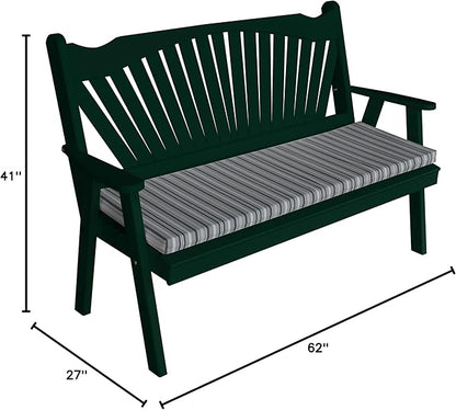 Furniture Barn USA Pine 5' Fanback Garden Bench, Dark Green