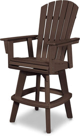 POLYWOOD® Nautical Curveback Adirondack Swivel Bar Chair in Mahogany - Photo 1