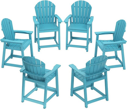 OTSUN Tall Modern Adirondack Chairs Set of 6, All Weather HDPE Bar Height Adirondack Stools Widened Durable Design for Porch Patio Yard Lawn Fire Pit Bistro Basement Indoors & Outdoors