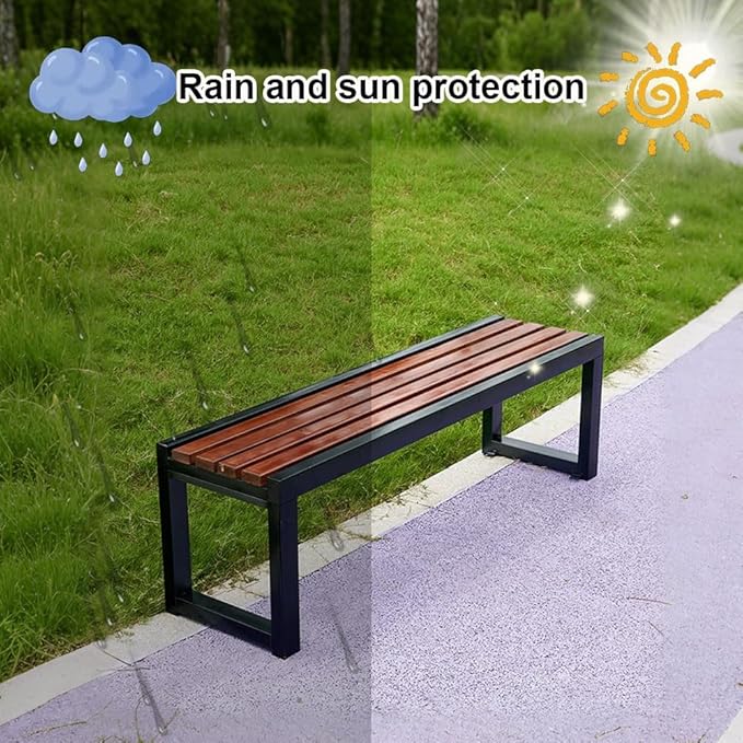 Patio Bench,Garden Bench for 2 Person Seat,Backless Outdoor Benches,Wood Furniture Seating with Metal Legs,for Lawn,Yard,Porch,Path 39.1/47.2/57/70.8 in(39.3 Inch)