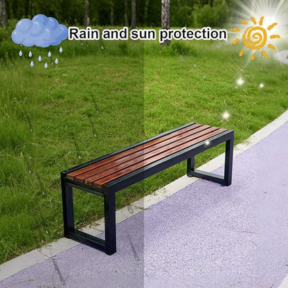 Patio Bench,Garden Bench for 2 Person Seat,Backless Outdoor Benches,Wood Furniture Seating with Metal Legs,for Lawn,Yard,Porch,Path 39.1/47.2/57/70.8 in(47.2 Inch)