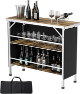 VINGLI 43" Portable Bar Table, 3-Tier Shelves, Carry Bag，Mobile Bar Table for Events, Party, Camping, Picnic, Tradeshow - Photo 1