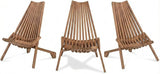 Folding Wooden Outdoor Chair, Stylish Low Profile Acacia Wood Lounge Chair for The Porch, Lawn - Photo 5