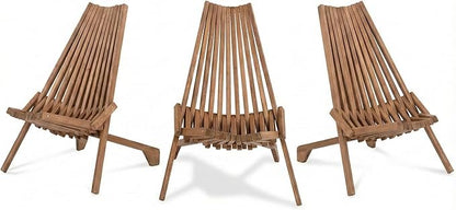 Wooden Folding Tamarack Chairs, Natural Wood Adirondack Chairs, Wood Folding Chair for Outdoor, Patio, Porch, Pool, Backyard, Garden, Balcony and Deck (2 Pakcs)