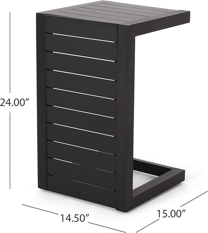 Christopher Knight Home Jesse Coral Outdoor Modern Aluminum C-Shaped End Table, Matte Black