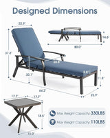 HOMEFUN Outdoor Chaise Lounge Chair 3-Piece Set, Hand-Brushed Wood Grain Cast Aluminum Recliners with Side Table - Photo 2