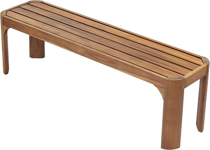 Christopher Knight Home Outdoor Acacia Wood Bench Set of 2, 57.25" Patio Benches, Slatted Garden Seating for 2–3 People, Solid Wood Entryway Bench for Backyard Porch Deck, Teak