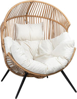 JAMFLY Wicker Egg Chair - Rattan Patio Chair with Cushion, Indoor-Outdoor Lounge Egg Basket Seat for Living Room - Photo 6