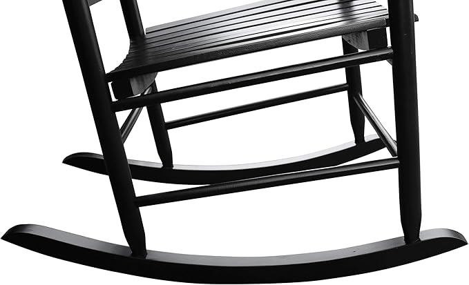 Henf Wooden Rocking Chair Outdoor Porch Rocker Chair, Populus Wood Frame Patio Rocking Chair for Garden, Lawn, Balcony, Backyard, Load Bearing 280 lbs (Black)