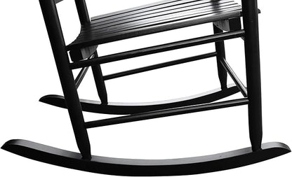 Henf Wooden Rocking Chair Outdoor Porch Rocker Chair, Populus Wood Frame Patio Rocking Chair for Garden, Lawn, Balcony, Backyard, Load Bearing 280 lbs (Black)