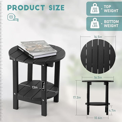 FUNBERRY Outdoor Adirondack Side Table Set of 2, 2-Tier Patio End Tables, HDPE All Weather for Outside