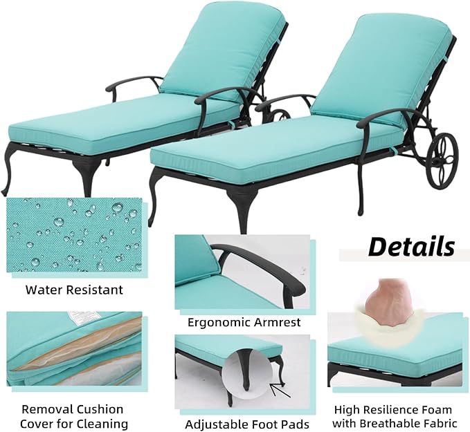 Chaise Lounge Outdoor Chair with Wheels - Photo 3