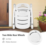 COSTWAY 2PCS Folding Chaise Lounge with Wheels, 5-Position Adjustable Recliner for Sunbathing, Seaside (White) - Photo 6
