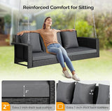 5FT Wicker Porch Swing for 3 Person, 1000lb Capacity Outdoor Hanging Bench with 3 Removable Cushions - Photo 5