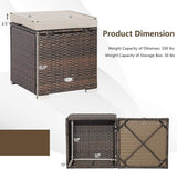 Tangkula 2 Pieces Patio Ottomans, Patiojoy Hand-Woven PE Rattan Side Table with Removable Cushion & Hidden Storage Space - Photo 9