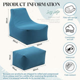 Outdoor Bean Bag Chair with Ottoman, Large Patio Lounge Chair for Adults, Thick Filled Lounger for Pool, Deck - Photo 3