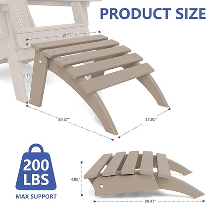 FOOWIN Folding Adirondack Ottoman, HDPE All Weather Adirondack Footrests, Ottoman for Adirondack Chair,Patio Footstool for Outside Easy Storage,for Patio, Backyard, Porch, Garden, Brown